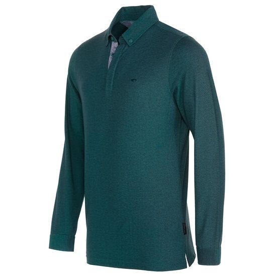 Daniel Springs  2-tone pique thermal long sleeve polo green