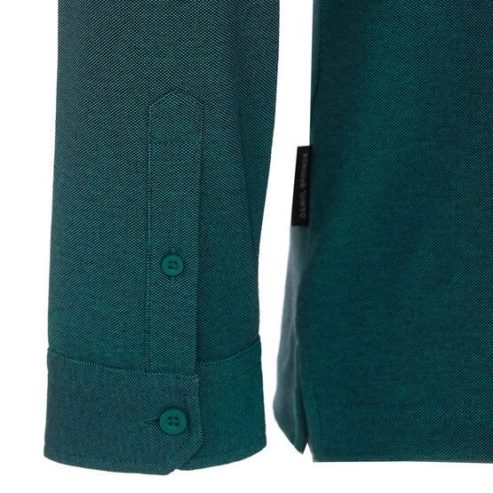 Daniel Springs  2-tone pique thermal long sleeve polo green