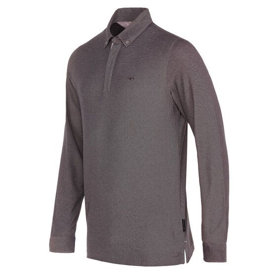 Daniel Springs  2-tone pique thermal long sleeve polo camel