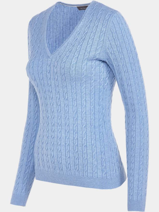 Valiente Zopf pletený svetr světle modrá