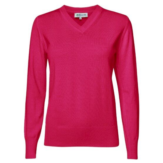 Backtee  Ladies Organic Casual Sweater Knit Sweater fuchsia