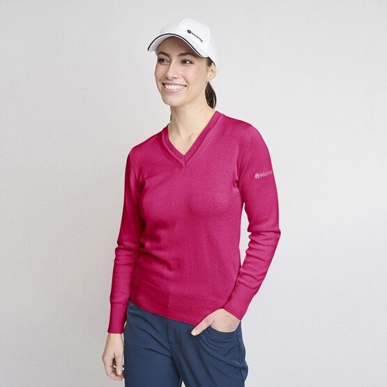 Backtee Ladies Organic Casual Strick Pullover fuchsia