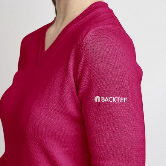 Backtee  Ladies Organic Casual Sweater Knit Sweater fuchsia