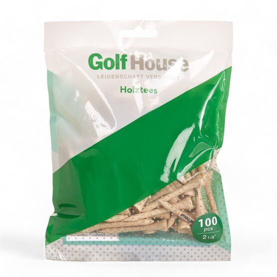 Golf House Holztees 54 mm 100 Stück natur