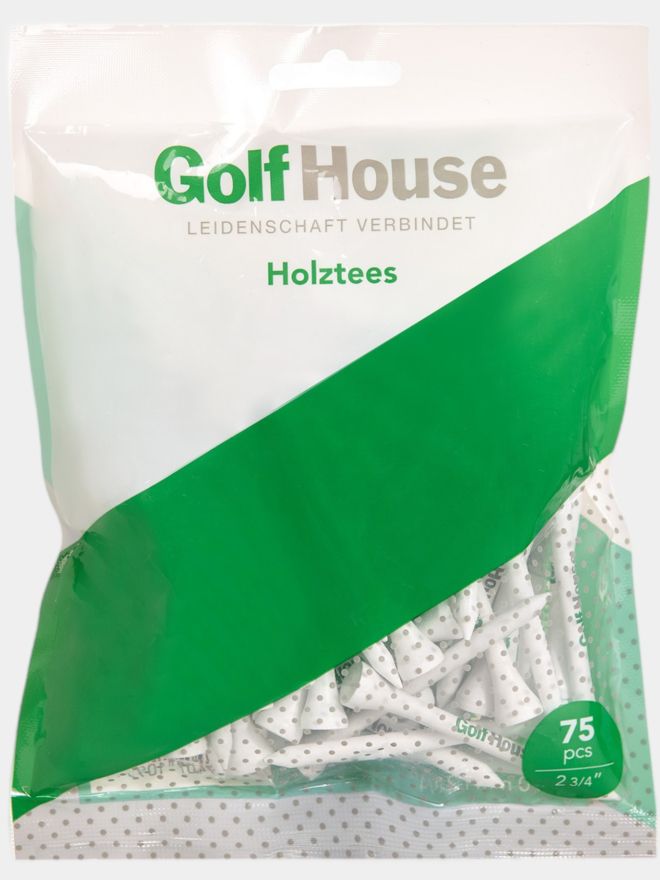Golf House Holztees 70 mm 75 Stück weiß