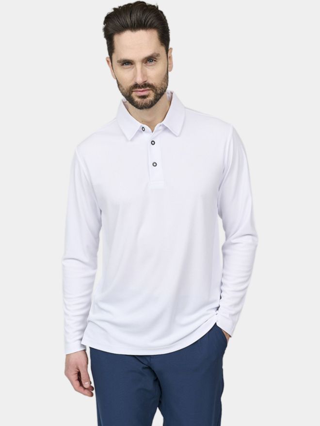 Backtee Performance long sleeve polo white