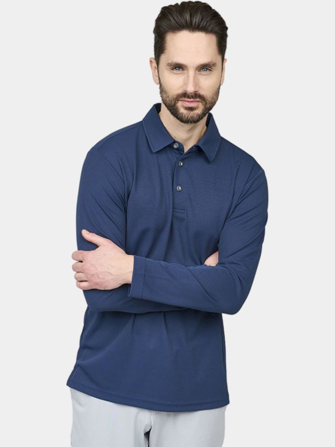 Backtee Performance Langarm Polo navy