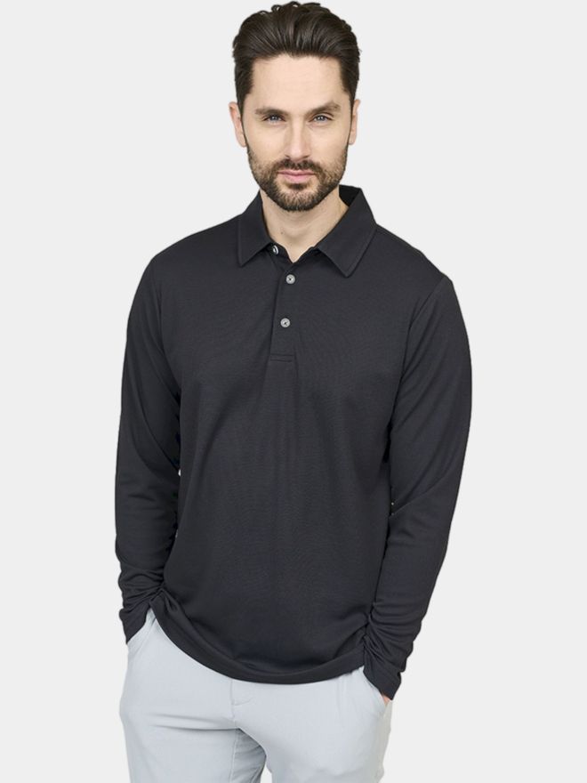 Backtee Performance Langarm Polo schwarz