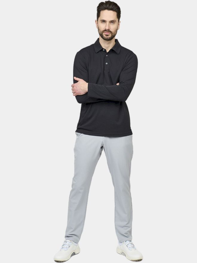 Backtee Performance Langarm Polo schwarz