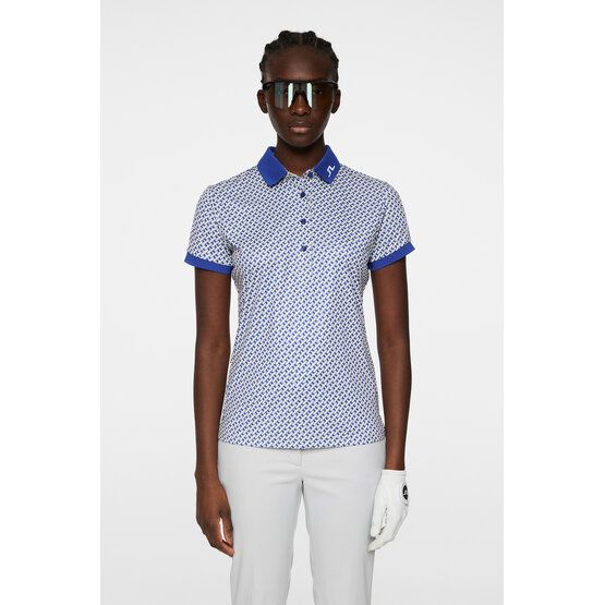 J.Lindeberg  Tour Tech Print Half Sleeve Polo blue