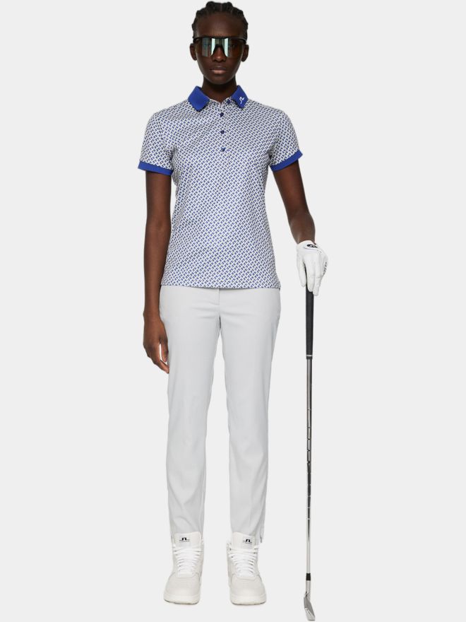 J.Lindeberg Tour Tech Print Halbarm Polo blau