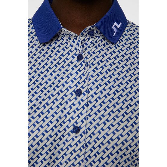 J.Lindeberg  Tour Tech Print Half Sleeve Polo blue