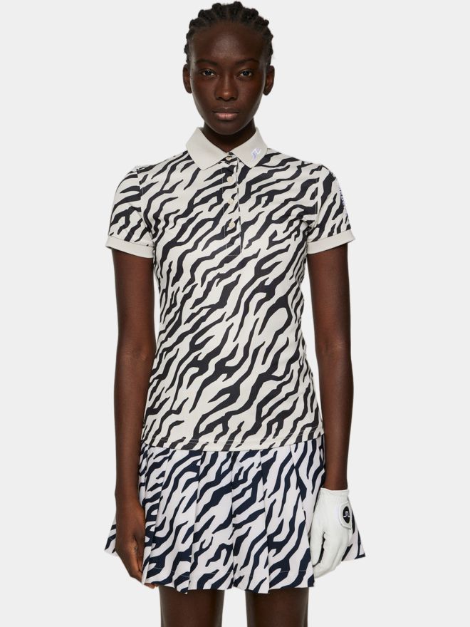 J.Lindeberg Tour Tech Print Halbarm Polo schwarz