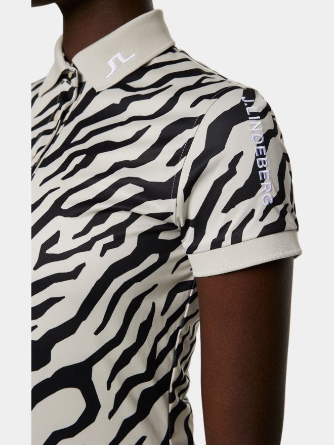 J.Lindeberg Tour Tech Print Halbarm Polo schwarz