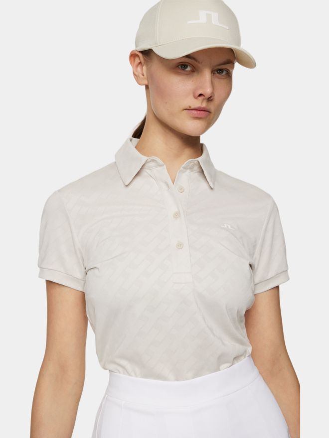 J.Lindeberg Alaya Jacquard Halbarm Polo sand