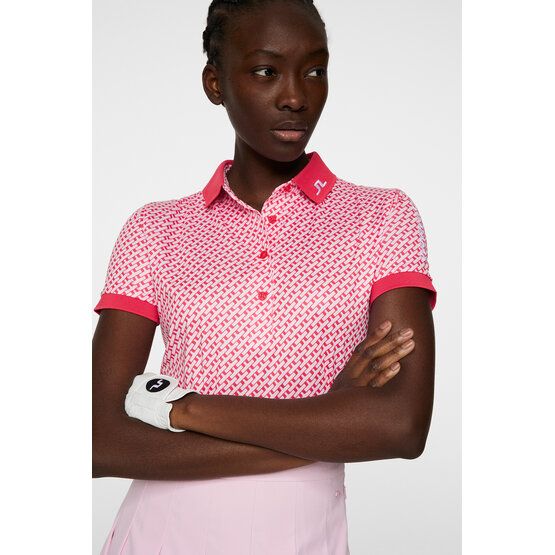 J.Lindeberg  Tour Tech Print Half Sleeve Polo pink