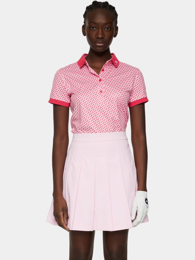J.Lindeberg Tour Tech Print Halbarm Polo pink