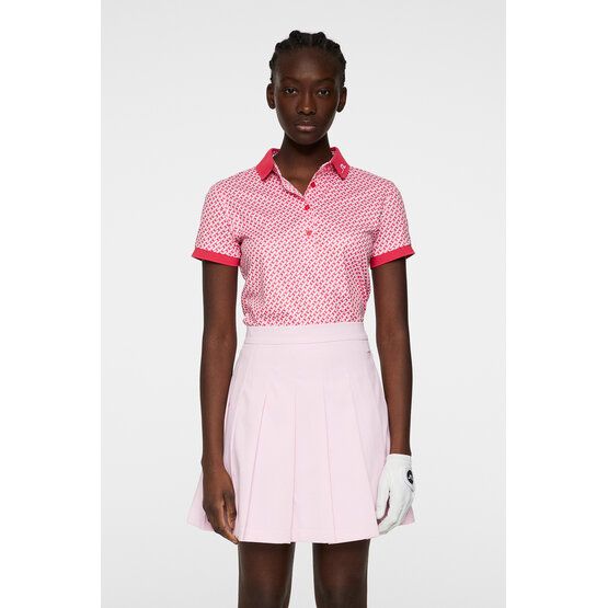 J.Lindeberg  Tour Tech Print Half Sleeve Polo pink