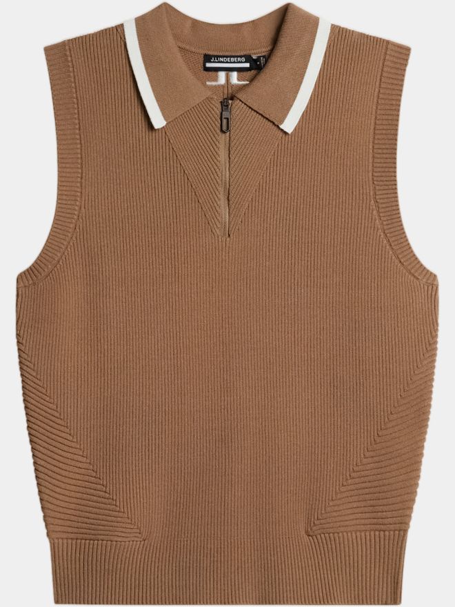 J.Lindeberg Ramona Knitted ohne Arm Polo camel