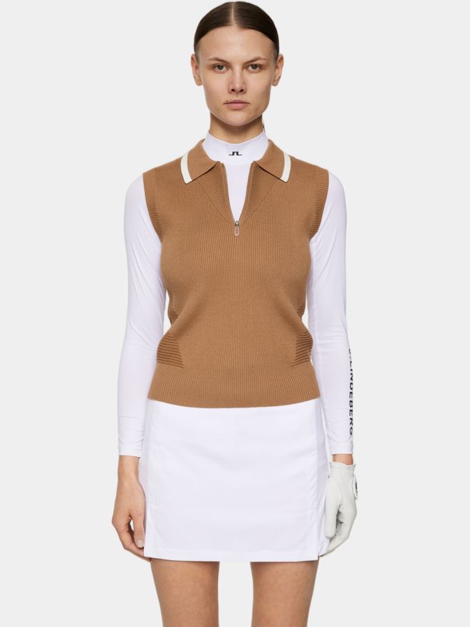 J.Lindeberg Ramona Knitted ohne Arm Polo camel
