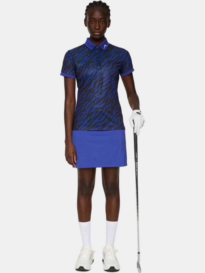 J.Lindeberg Tour Tech Print Halbarm Polo blau