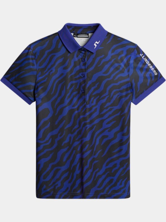 J.Lindeberg Tour Tech Print Halbarm Polo blau