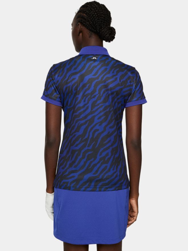 J.Lindeberg Tour Tech Print Halbarm Polo blau