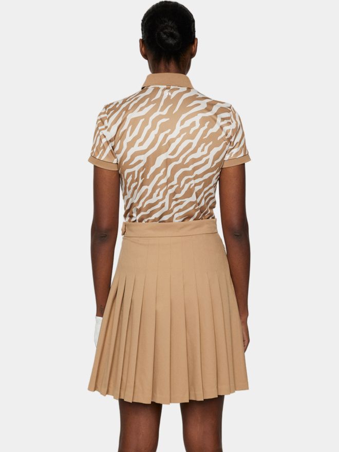 J.Lindeberg Tour Tech Print Halbarm Polo camel