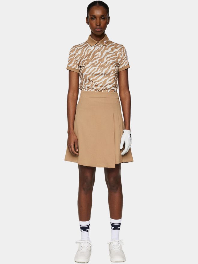 J.Lindeberg Tour Tech Print Halbarm Polo camel