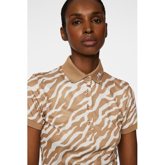 J.Lindeberg  Tour Tech Print Half Sleeve Polo camel