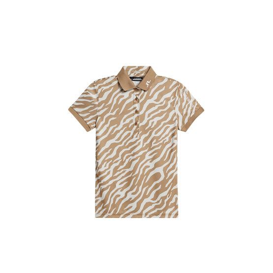 J.Lindeberg  Tour Tech Print Half Sleeve Polo camel