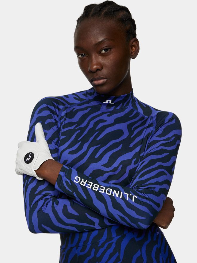 J.Lindeberg Ella Print Compression Top Mock Unterzieher blau