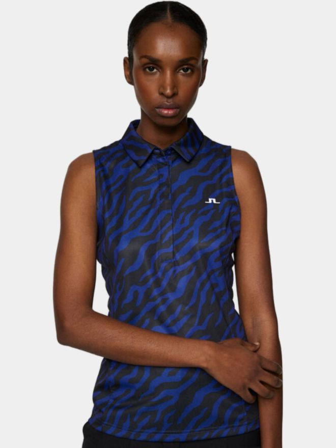 J.Lindeberg Dena Print Sleeveless Top ohne Arm Polo blau