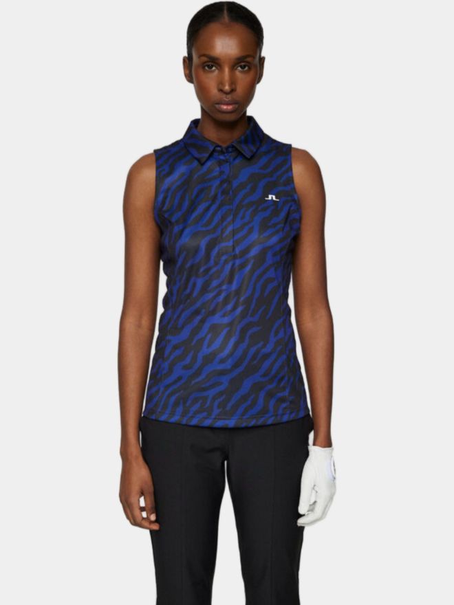 J.Lindeberg Dena Print Sleeveless Top ohne Arm Polo blau