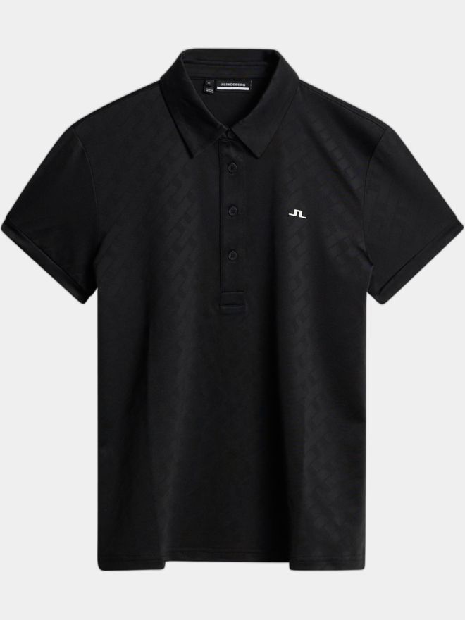 J.Lindeberg Alaya Jacquard Halbarm Polo schwarz