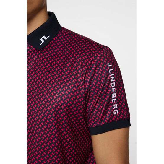J.Lindeberg Tour Tech Print Halbarm Polo navy
