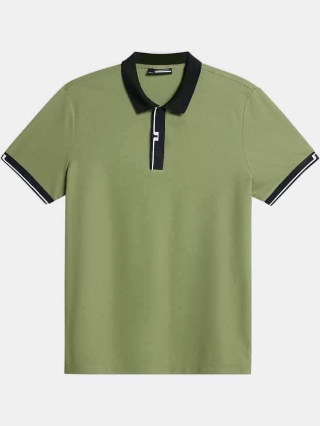J.Lindeberg Bay Slim Halbarm Polo oliv