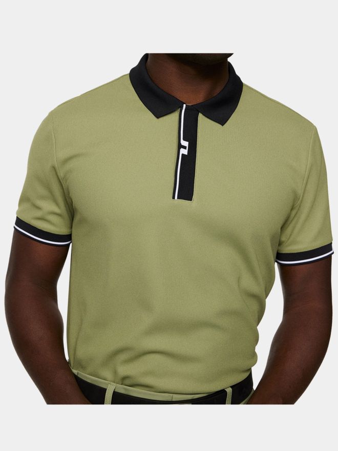 J.Lindeberg Bay Slim Halbarm Polo oliv