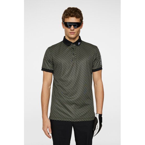 J.Lindeberg Tour Tech Print Halbarm Polo oliv