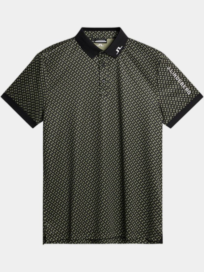 J.Lindeberg Tour Tech Print Half Sleeve Polo olive
