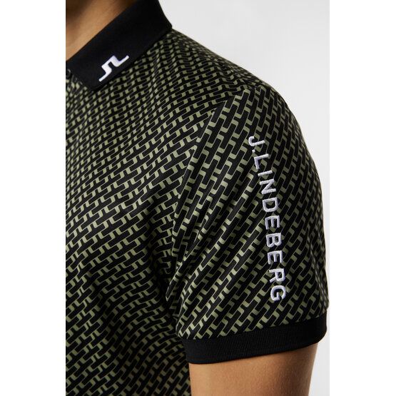 J.Lindeberg Tour Tech Print Halbarm Polo oliv