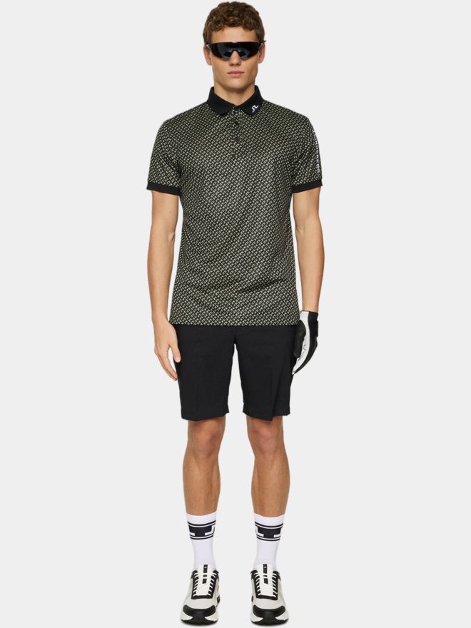 J.Lindeberg Tour Tech Print Half Sleeve Polo olive
