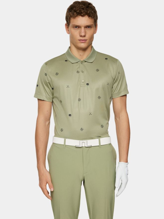 J.Lindeberg Club House Motif Halbarm Polo oliv