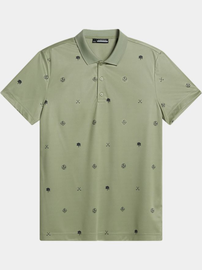 J.Lindeberg Club House Motif Halbarm Polo oliv