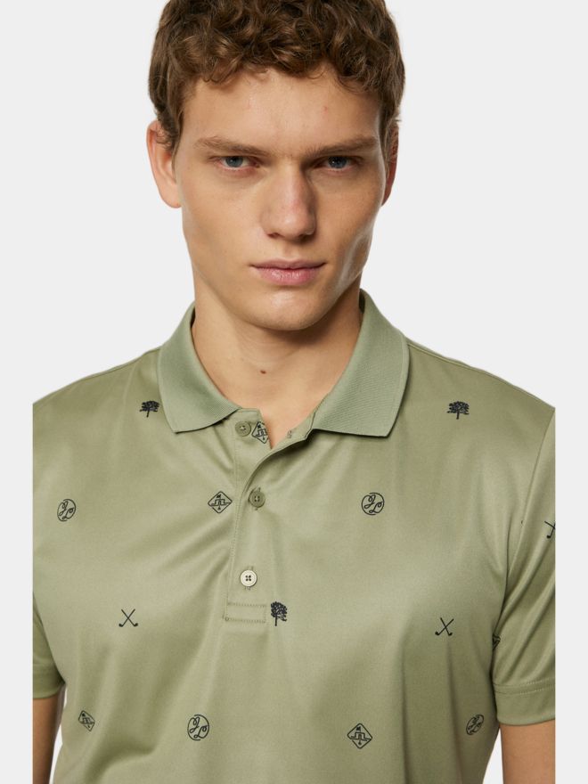 J.Lindeberg Club House Motif Halbarm Polo oliv