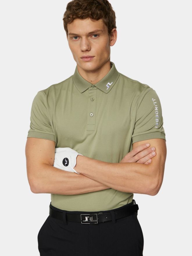 J.Lindeberg Tour Tech Halbarm Polo oliv