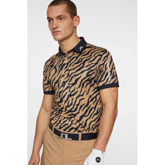 J.Lindeberg  Tour Tech Print Tour Tiger Brown M Half Sleeve Polo brown