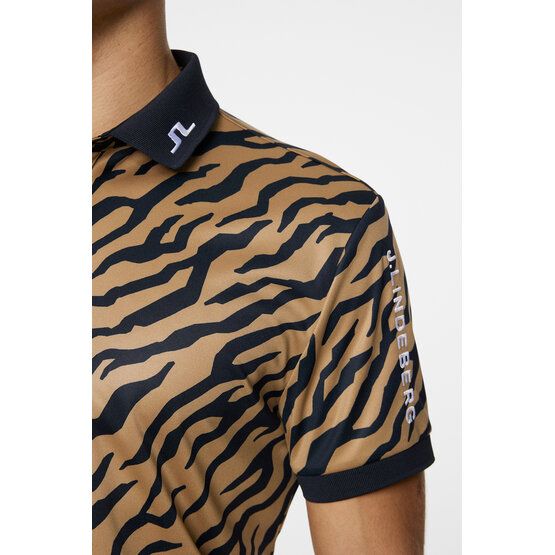 J.Lindeberg  Tour Tech Print Tour Tiger Brown M Half Sleeve Polo brown