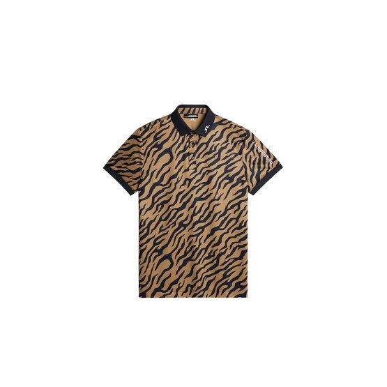 J.Lindeberg  Tour Tech Print Tour Tiger Brown M Half Sleeve Polo brown