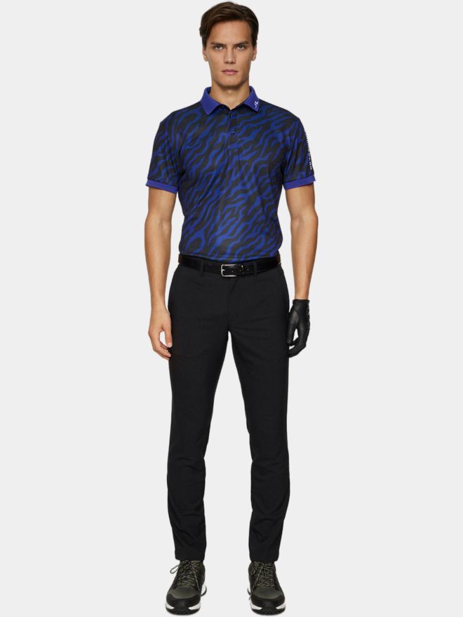 J.Lindeberg Tour Tech Print Tour Tiger Brown M Halbarm Polo royal